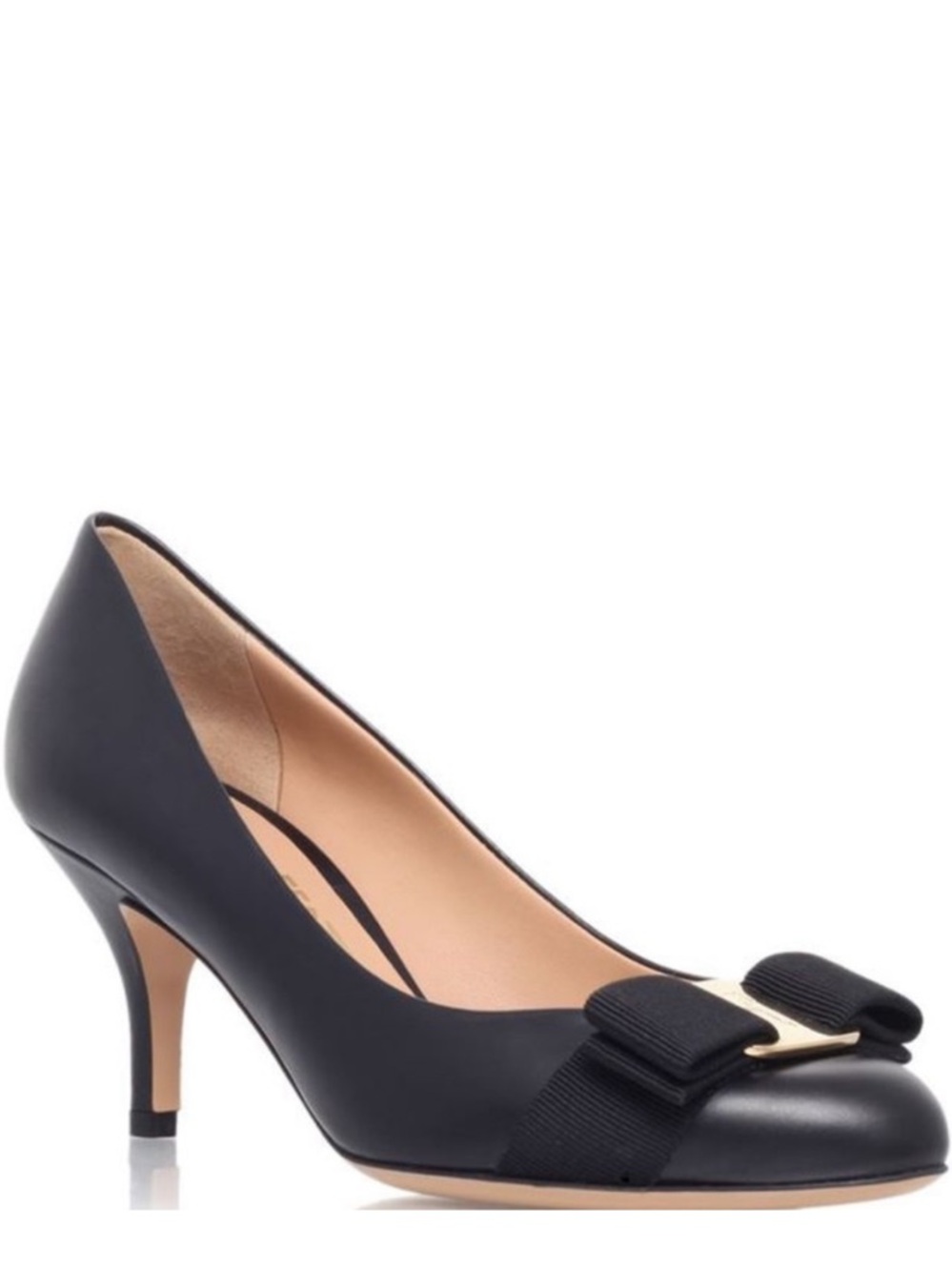 Salvatore Ferragamo Carla 70 Black Leather Pumps